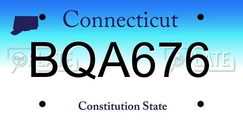 BQA676 Connecticut License Plate