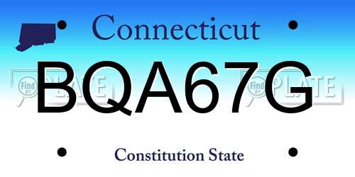 BQA67G Connecticut License Plate