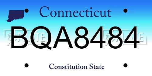 BQA8484 Connecticut License Plate