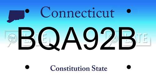 BQA92B Connecticut License Plate