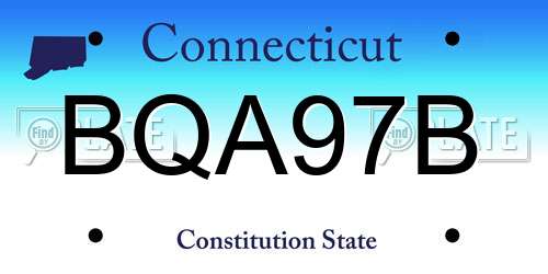 BQA97B Connecticut License Plate