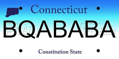 BQABABA Connecticut License Plate