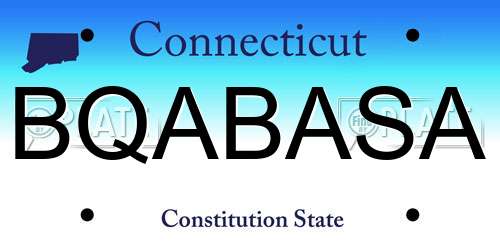 BQABASA Connecticut License Plate