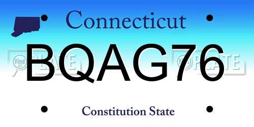 BQAG76 Connecticut License Plate