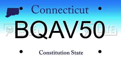 BQAV50 Connecticut License Plate