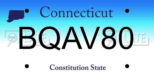BQAV80 Connecticut License Plate