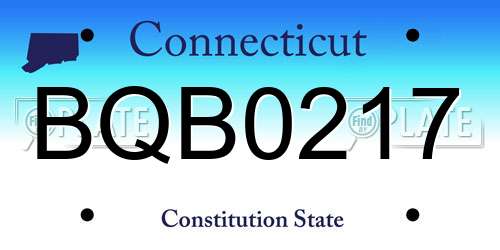 BQB0217 Connecticut License Plate