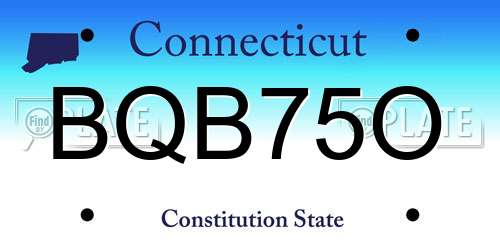 BQB75O Connecticut License Plate