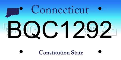 BQC1292 Connecticut License Plate