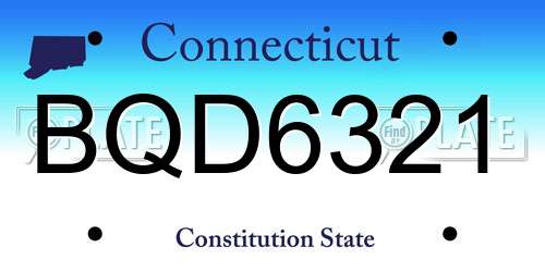 BQD6321 Connecticut License Plate