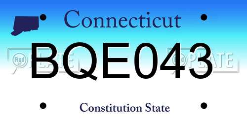BQE043 Connecticut License Plate