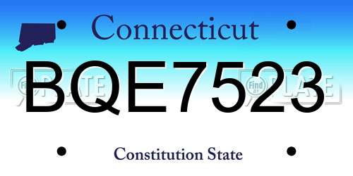 BQE7523 Connecticut License Plate