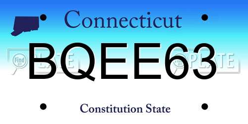 BQEE63 Connecticut License Plate