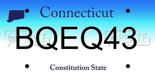 BQEQ43 Connecticut License Plate