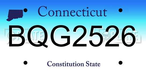 BQG2526 Connecticut License Plate