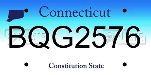 BQG2576 Connecticut License Plate