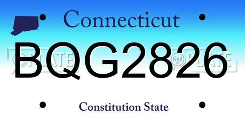 BQG2826 Connecticut License Plate
