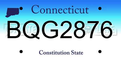 BQG2876 Connecticut License Plate