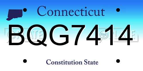 BQG7414 Connecticut License Plate