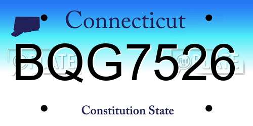 BQG7526 Connecticut License Plate