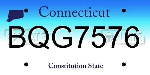 BQG7576 Connecticut License Plate