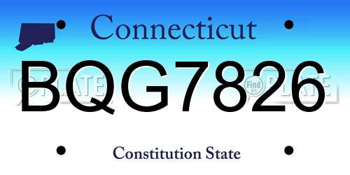BQG7826 Connecticut License Plate