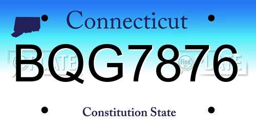 BQG7876 Connecticut License Plate