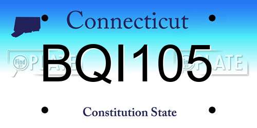 BQI105 Connecticut License Plate