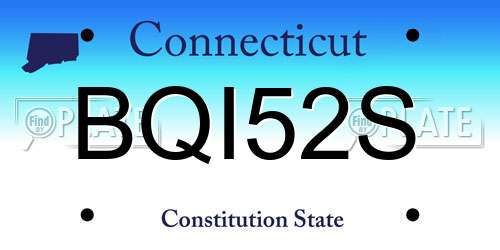 BQI52S Connecticut License Plate