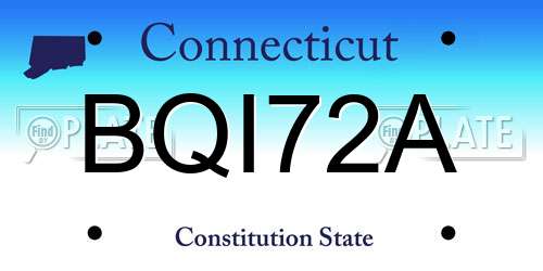 BQI72A Connecticut License Plate