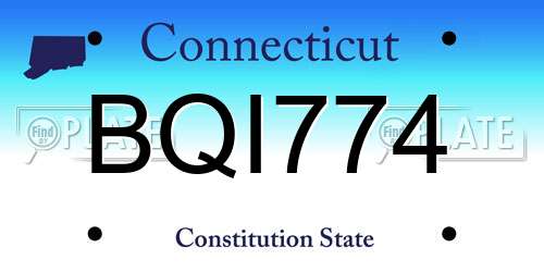 BQI774 Connecticut License Plate