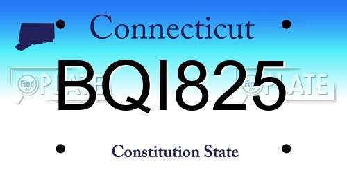 BQI825 Connecticut License Plate