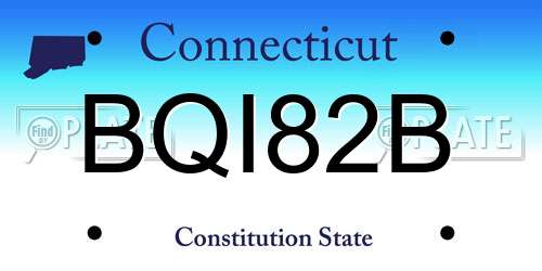 BQI82B Connecticut License Plate