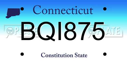 BQI875 Connecticut License Plate