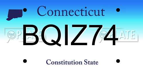 BQIZ74 Connecticut License Plate