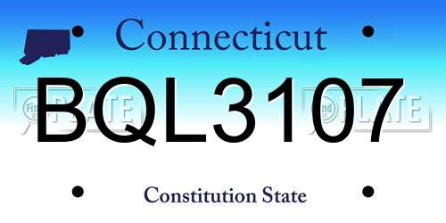 BQL3107 Connecticut License Plate