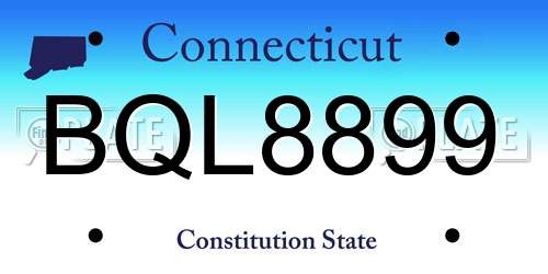 BQL8899 Connecticut License Plate