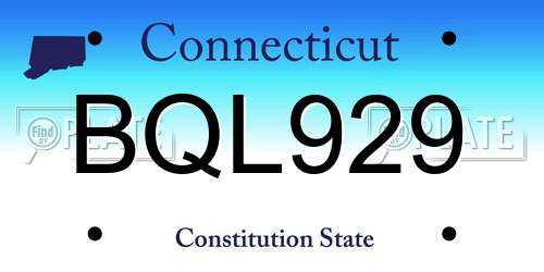 BQL929 Connecticut License Plate
