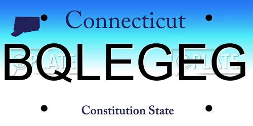 BQLEGEG Connecticut License Plate