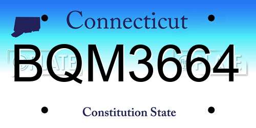BQM3664 Connecticut License Plate