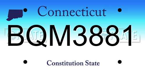 BQM3881 Connecticut License Plate