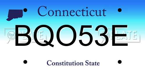 BQO53E Connecticut License Plate