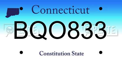 BQO833 Connecticut License Plate