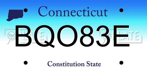 BQO83E Connecticut License Plate