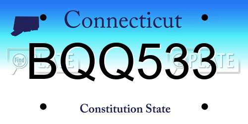 BQQ533 Connecticut License Plate