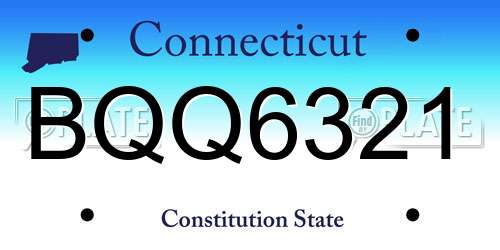 BQQ6321 Connecticut License Plate