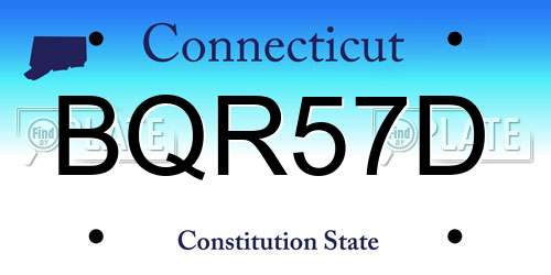 BQR57D Connecticut License Plate