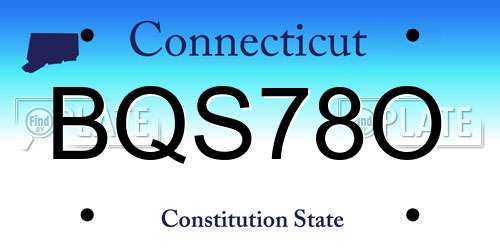 BQS78O Connecticut License Plate