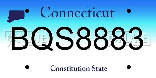 BQS8883 Connecticut License Plate