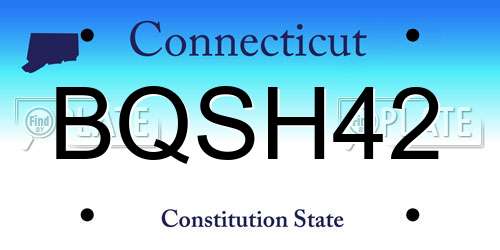 BQSH42 Connecticut License Plate